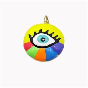 Copper Eye Pendant Multicolor Enamel Gold Plated, approx 15mm [FD18329]