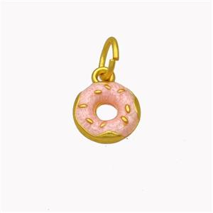 Copper Donut Pendant Pink Enamel Gold Plated, approx 11mm [FD18332]
