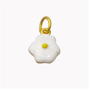 Fired Egg Charms Copper Pendant White Enamel Gold Plated, approx 11-12mm [FD18334]
