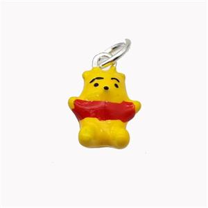 Copper Animal Pendant Yellow Enamel Platinum Plated, approx 11-13mm [FD18336]