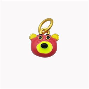 Copper Bear Pendant Red Enamel Gold Plated, approx 10mm [FD18340]