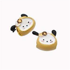 Copper Animal Beads Yellow Enamel Large Hole Gold Plated, approx 11-12mm, 4mm hole [FD18350]