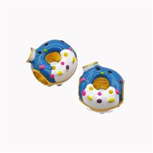 Copper Donut Beads Enamel Large Hole Gold Plated, approx 11-12mm, 4mm hole [FD18353]