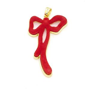 Copper Bowknot Pendant Pave Red Resin Gold Plated, approx 27-47mm [FD18361]