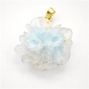 Lt.blue Resin Flower Pendant, approx 25mm [FD18369]