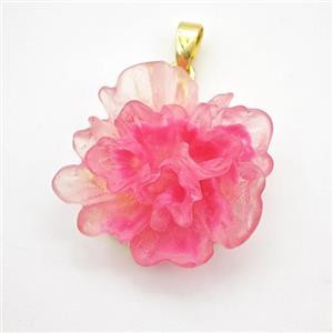Fuchsia Resin Flower Pendant, approx 25mm [FD18372]