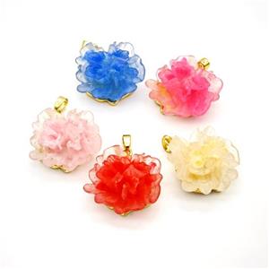 Resin Flower Pendant Mixed, approx 25mm [FD18375]