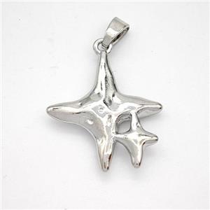 Copper Star Pendant Hammered Platinum Plated, approx 18-20mm [FD18381]