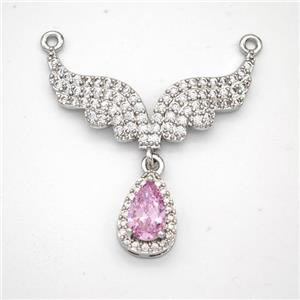 Copper Angle Wings Pave Zirconia 2loops Platinum Plated, approx 8-12mm, 15-30mm [FD18385]