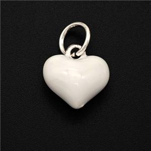 Copper Heart Pendant White Enamel Platinum Plated, approx 12.5mm [FD18394]