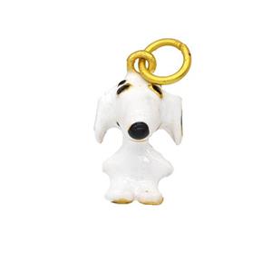 Copper Dog Pendant White Enamel Gold Plated, approx 11-16mm [FD18400]