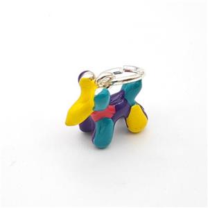 Copper Dog Pendant Multicolor Enamel Platinum Plated, approx 13-16mm [FD18401]