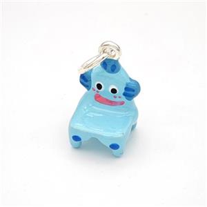 Stool Charms Copper Pendant Blue Enamel Platinum Plated, approx 11-13mm [FD18404]