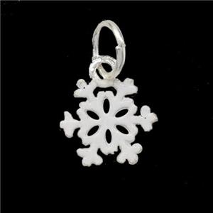 Copper Snowflake Pendant White Painted Platinum Plated, approx 12mm [FD18429]