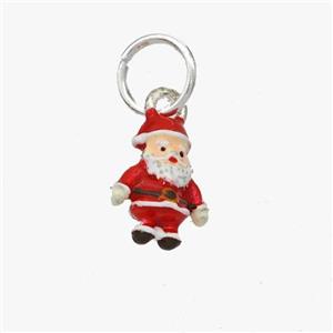 Christmas Santa Claus Pendant Copper Pendant Enamel Platinum Plated, approx 9-11mm [FD18432]