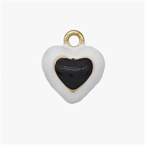 Copper Heart Pendant White Black Enamel Gold Plated, approx 10.5mm [FD18435]
