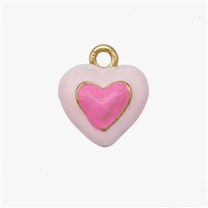 Copper Heart Pendant White Pink Enamel Gold Plated, approx 10.5mm [FD18436]