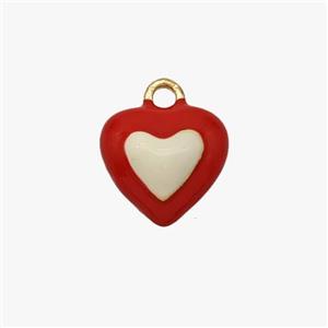 Copper Heart Pendant Red White Enamel Gold Plated, approx 10.5mm [FD18438]