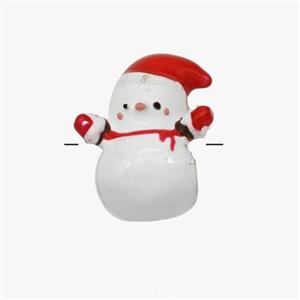 Christmas Snowman Charms Copper Beads White Red Enamel Large Hole Platinum Plated, approx 12-15mm, 4mm hole [FD18443]