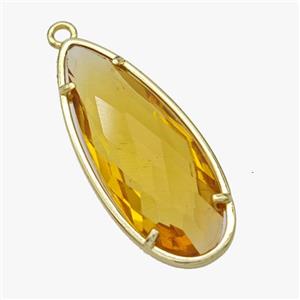 Golden Crystal Glass Teardrop Pendant Faceted Gold Plated, approx 14-34mm [FD18450]