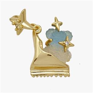 Copper Roller Saktes Pendant Pave Acrylic Bear Gold Plated, approx 10mm, 13-18mm [FD18460]