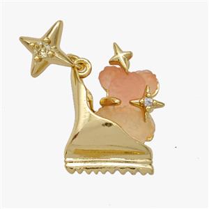 Copper Roller Saktes Pendant Pave Acrylic Bear Gold Plated, approx 10mm, 13-18mm [FD18461]