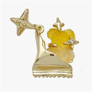 Copper Roller Saktes Pendant Pave Acrylic Bear Gold Plated, approx 10mm, 13-18mm [FD18462]