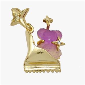 Copper Roller Saktes Pendant Pave Acrylic Bear Gold Plated, approx 10mm, 13-18mm [FD18463]