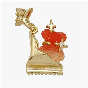 Copper Roller Saktes Pendant Pave Red Acrylic Bear Gold Plated, approx 10mm, 13-18mm [FD18464]