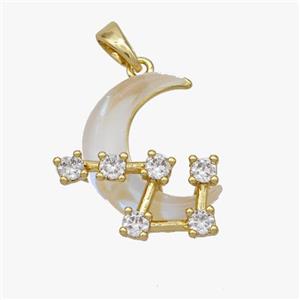 Copper Moon Pendant Pave Acrylic Zirconia Gold Plated, approx 16-18mm [FD18465]