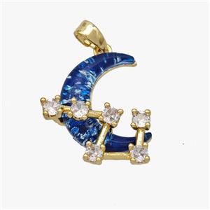 Copper Moon Pendant Pave Acrylic Zirconia Gold Plated, approx 16-18mm [FD18466]