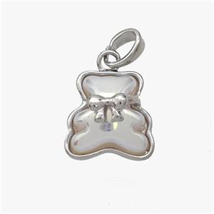 Copper Bear Pendant Pave Acrylic Platinum Plated, approx 13mm [FD18468]