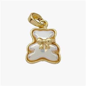 Copper Bear Pendant Pave Acrylic Gold Plated, approx 13mm [FD18469]