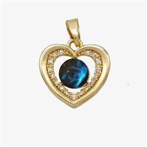 Copper Heart Pendant Pave Acrylic Zirconia Gold Plated, approx 14mm [FD18472]
