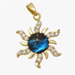 Copper Sun Pendant Pave Acrylic Zirconia Gold Plated, approx 20mm [FD18473]