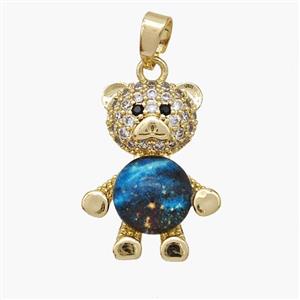 Copper Bear Pendant Pave Acrylic Zirconia Gold Plated, approx 13.5-19mm [FD18474]