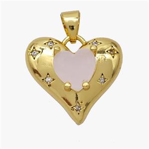 Copper Heart Pendant Pave Matte Crystal Glass Zirconia Gold Plated, approx 18mm [FD18479]