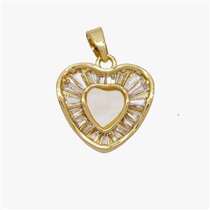 Copper Heart Pendant Pave Zirconia Gold Plated, approx 15mm [FD18488]