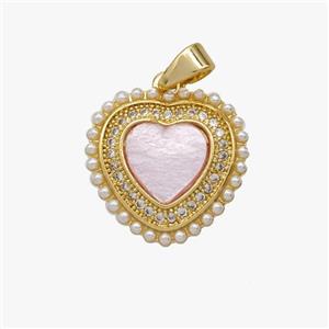 Copper Heart Pendant Pave Shell Zirconia Gold Plated, approx 16mm [FD18490]