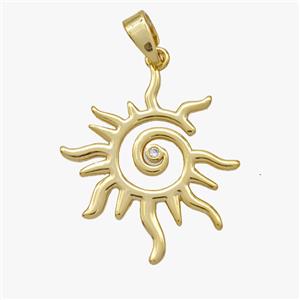 Copper Sun Pendant Pave Zirconia Gold Plated, approx 20-22mm [FD18496]