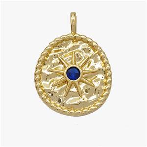 Copper Sun Pendant Pave Zirconia Gold Plated, approx 18-20mm [FD18499]