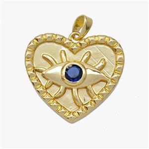 Copper Heart Eye Pendant Pave Zirconia Gold Plated, approx 22mm [FD18500]