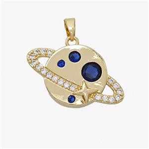 Copper Planet Pendant Pave Zirconia Gold Plated, approx 15-25mm [FD18501]