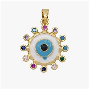 Copper Evil Eye Pendant White Blue Enamel Gold Plated, approx 17mm [FD18503]