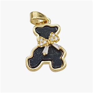 Copper Bear Pendant Pave Shell Gold Plated, approx 12-15mm [FD18506]