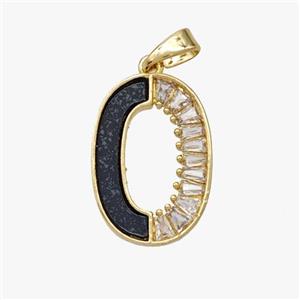 Copper Oval Pendant Pave Shell Zirconia Gold Plated, approx 12-17mm [FD18507]