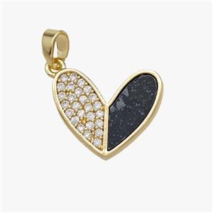 Copper Heart Pendant Pave Shell Zirconia Gold Plated, approx 15mm [FD18508]