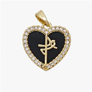 Copper Heart Pendant Pave Shell Zirconia Gold Plated, approx 16mm [FD18509]