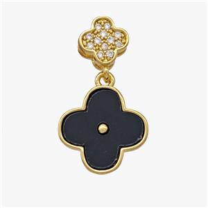 Copper Clover Pendant Pave Shell Zirconia Gold Plated, approx 7mm, 12mm [FD18510]