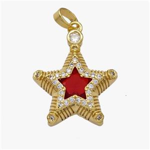 Copper Star Pendant Pave Crystal Glass Zirconia Gold Plated, approx 18mm [FD18513]